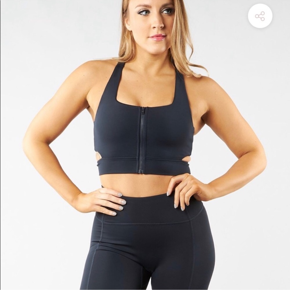 NWT BuffBunny Black Zip-Front Sports Bra